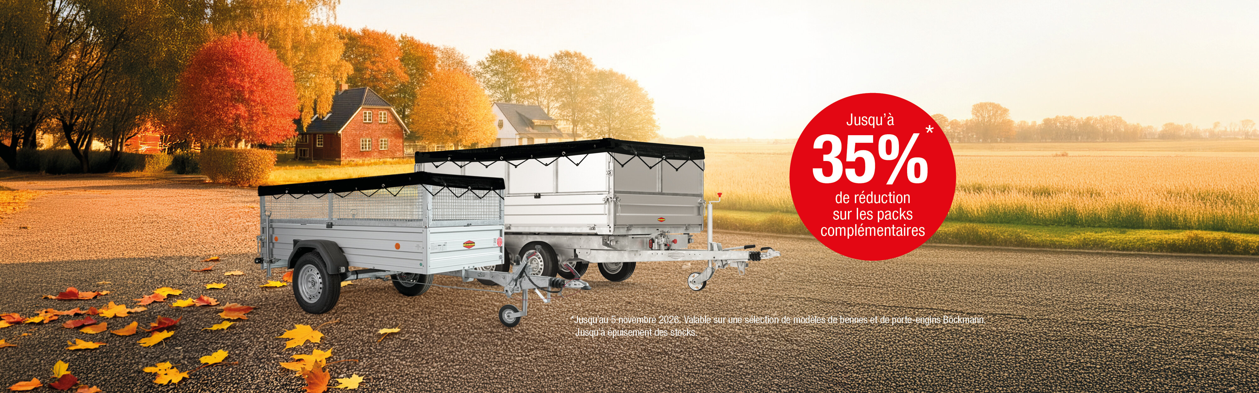 Action d’automne Böckmann : jusqu’à 35 % de remise sur les packs d’accessoires pour remorques routières