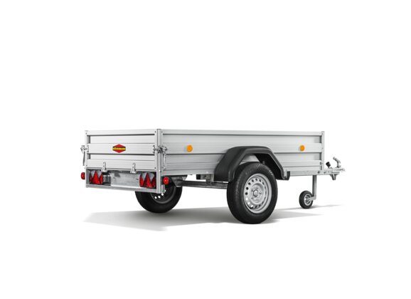 Böckmann Tieflader Einachser Heckansicht